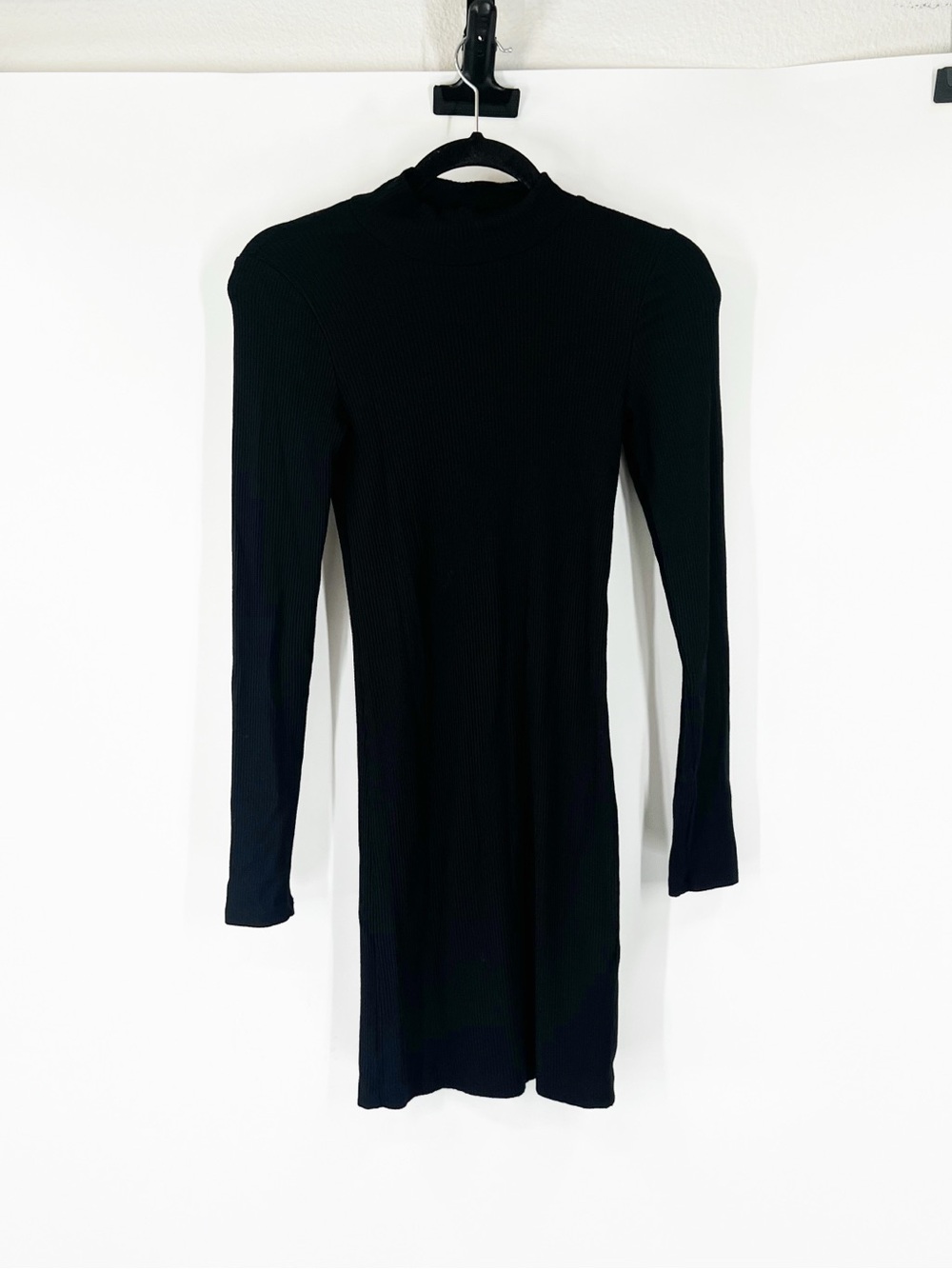 Naadam Ribbed Long-Sleeve Mock Neck Dress Cashmere Blend